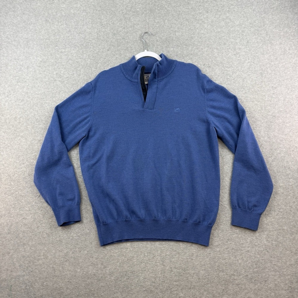 Southern Tide Men's Skip‎ Jack Quarter Zip Merino Wool Sweater Mock Neck L Blue